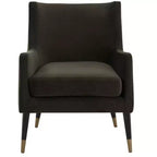 Sicily Velvet Arm Chair - KNT7060A - Shale/Antique Brass - Safavieh Couture