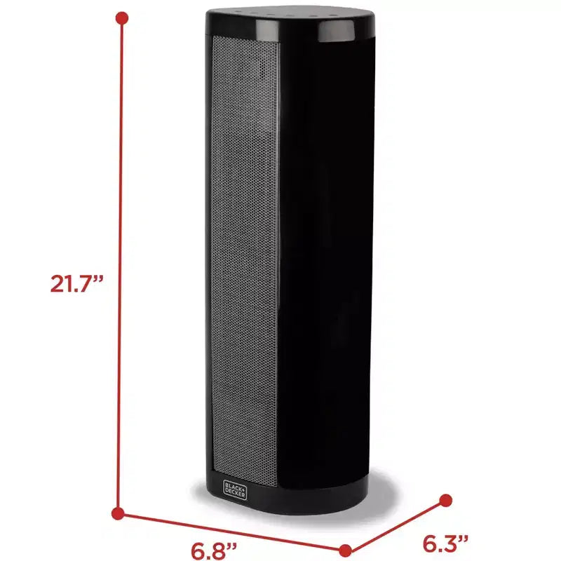 Radiateur soufflant en céramique BLACK+DECKER avec thermostat, utilisation verticale ou horizontale, 3 réglages de chaleur et ventilateur seul, fonction d'oscillation, BHVHC15, noir