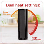 Radiateur soufflant en céramique BLACK+DECKER avec thermostat, utilisation verticale ou horizontale, 3 réglages de chaleur et ventilateur seul, fonction d'oscillation, BHVHC15, noir