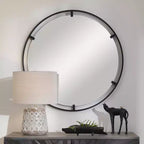 Miroir Mural Décoratif Rond Uttermost, Cadre en Fer Noir Satiné Moderne 34 Large pour Salle de Bain, Chambre à Coucher, Salon, Maison