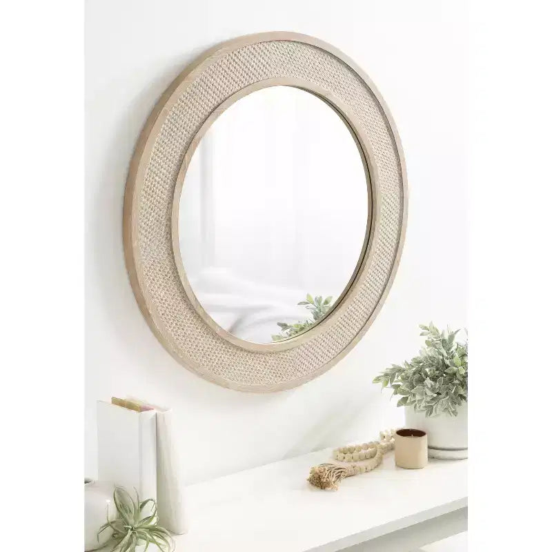 Miroir rond en bois Kate et Laurel Cannondale, diamètre 28, naturel