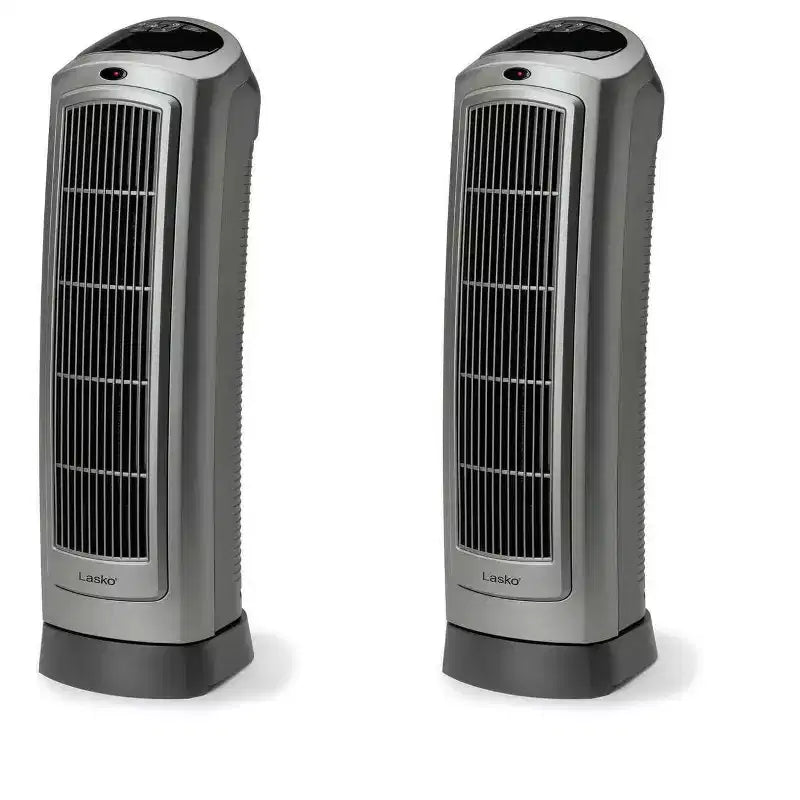 Lasko 1500W Portable Oscillating Ceramic Heater Tower w/ Digital Display, 2 Pack