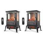 VOLTORB 3-Sided Flame View Infrared Quartz Heater Stove, Free Standing Electric Fireplace for Indoor Use w/Remote & Programmable Timer (2 Pack)