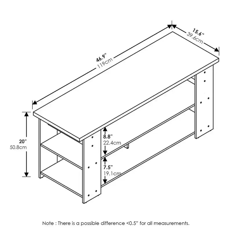 Meuble TV Furinno, console de divertissement pour téléviseurs jusqu'à 55 pouces avec étagères de rangement ouvertes, Espresso