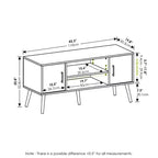 Meuble TV Furinno Mid-Century, console multimédia avec 2 armoires et étagères de rangement ouvertes pour téléviseurs jusqu'à 50 pouces, gris chêne français