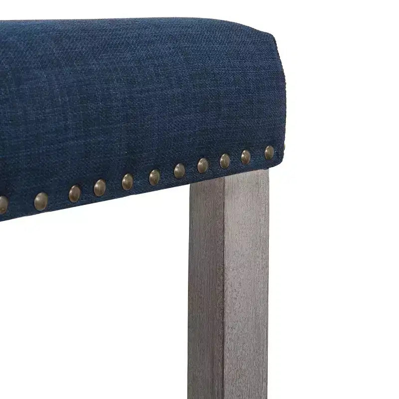 WestinTrends Tabouret de bar rembourré 29 po avec siège en selle (lot de 2), gris antique/bleu marine