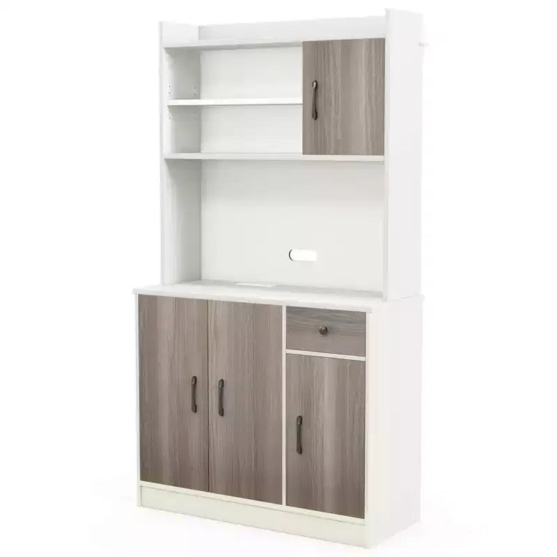 Buffet de cuisine Costway à 4 portes de 180 cm avec garde-manger et étagère réglable Blanc