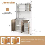 Buffet de cuisine Costway à 4 portes de 180 cm avec garde-manger et étagère réglable Blanc