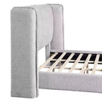 HOMES: Inside + Out Lit plateforme moderne Shellsea en bouclette avec tête de lit capitonnée à oreilles