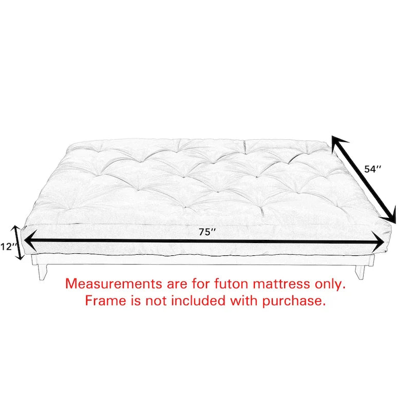 Matelas de futon pleine grandeur de 12 pouces (matelas seulement)