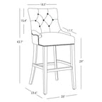 Tabouret de bar WestinTrends 29 en lin capitonné à boutons, rembourré et à dossier ailé (lot de 2), gris clair