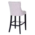 Tabouret de bar WestinTrends 29 en lin capitonné à boutons, rembourré et à dossier ailé (lot de 2), gris clair