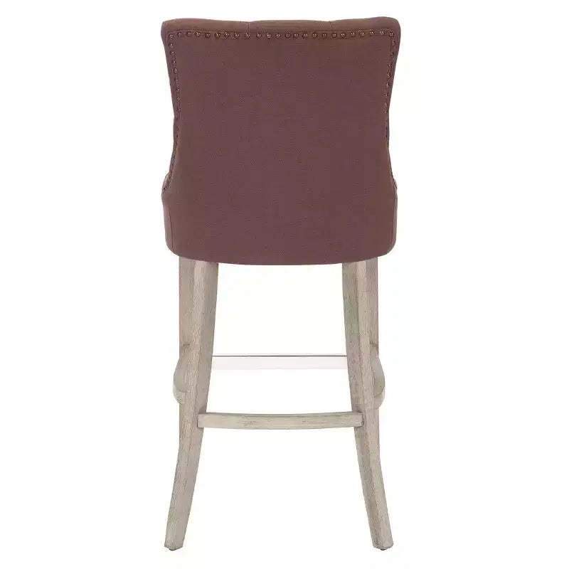 WestinTrends 29 Tabouret de bar tapissé à dossier haut en lin avec boutons touffetés (Lot de 3), Marron