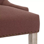 WestinTrends 29 Tabouret de bar tapissé à dossier haut en lin avec boutons touffetés (Lot de 3), Marron