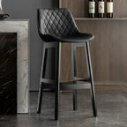 Tabourets de bar en similicuir Mid-Century Modern avec pieds en bois