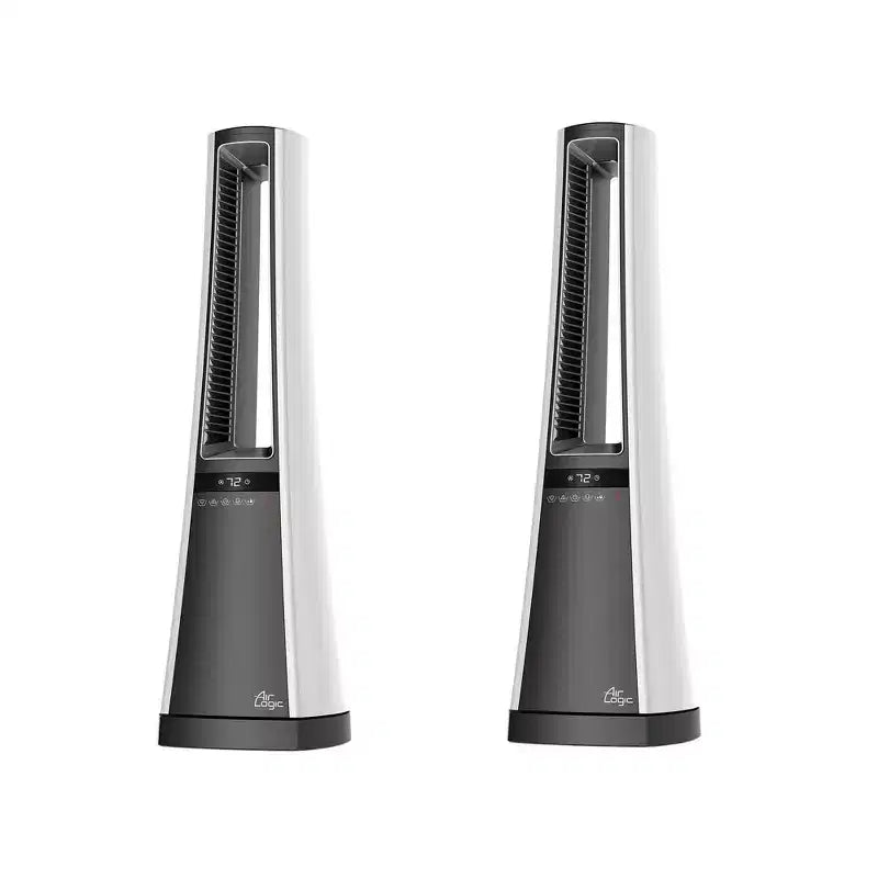 Lasko 1500W Air Logic Bladeless Electric Tower Space Heater with Remote (2 Pack)