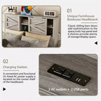 Ensembles de Chambre 3 Pièces style Ferme, Lit Plateforme avec Rangement et Table de Chevet et Commode 4 Tiroirs - ModernLuxe