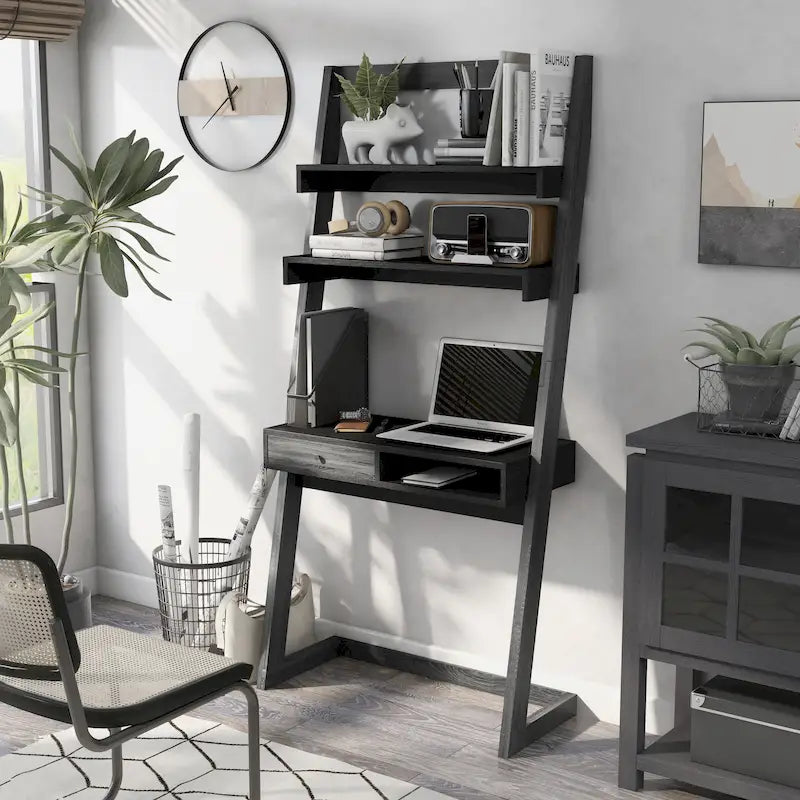 Bureau mural contemporain à 2 étagères avec tiroir