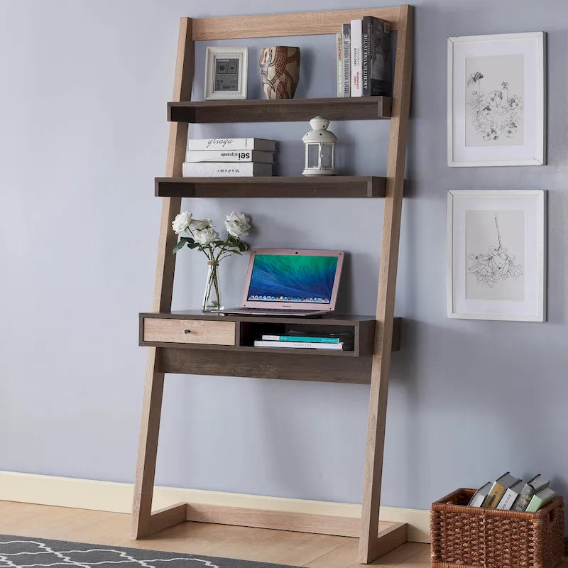 Bureau mural contemporain à 2 étagères avec tiroir