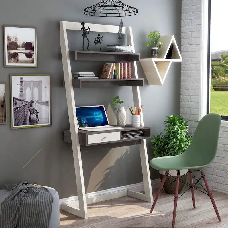 Bureau mural contemporain à 2 étagères avec tiroir
