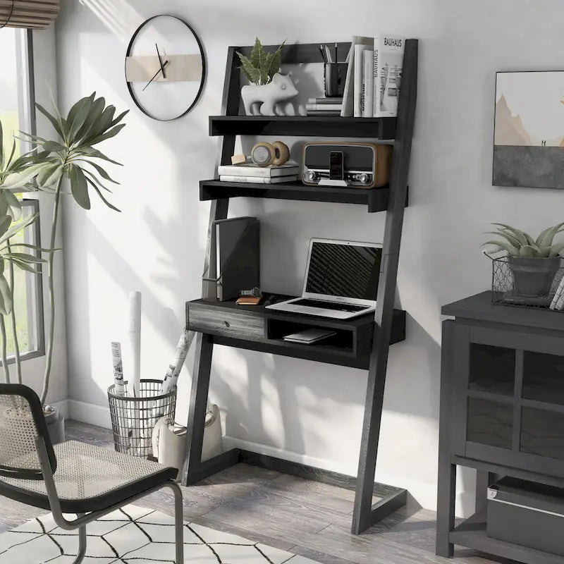 Bureau mural contemporain à 2 étagères avec tiroir