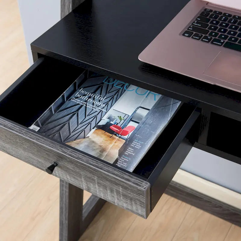 Bureau mural contemporain à 2 étagères avec tiroir