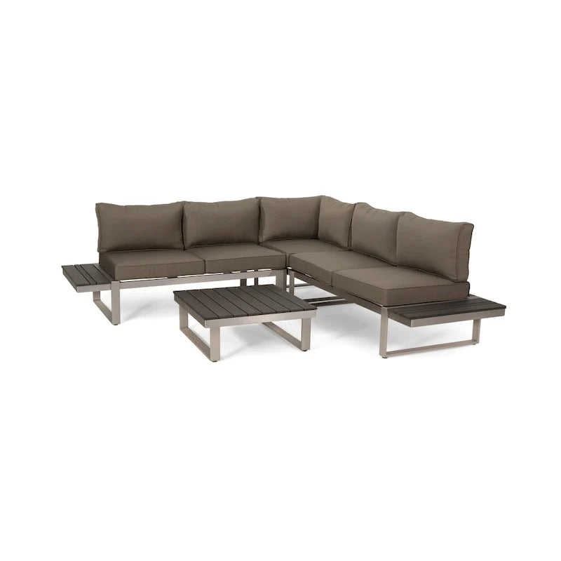Sterling Aluminum 4-piece Sofa Set with Cushions by Christopher Knight Home