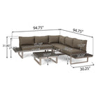 Sterling Aluminum 4-piece Sofa Set with Cushions by Christopher Knight Home