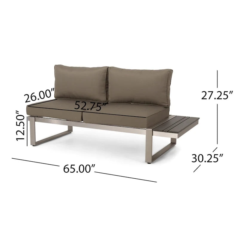 Sterling Aluminum 4-piece Sofa Set with Cushions by Christopher Knight Home
