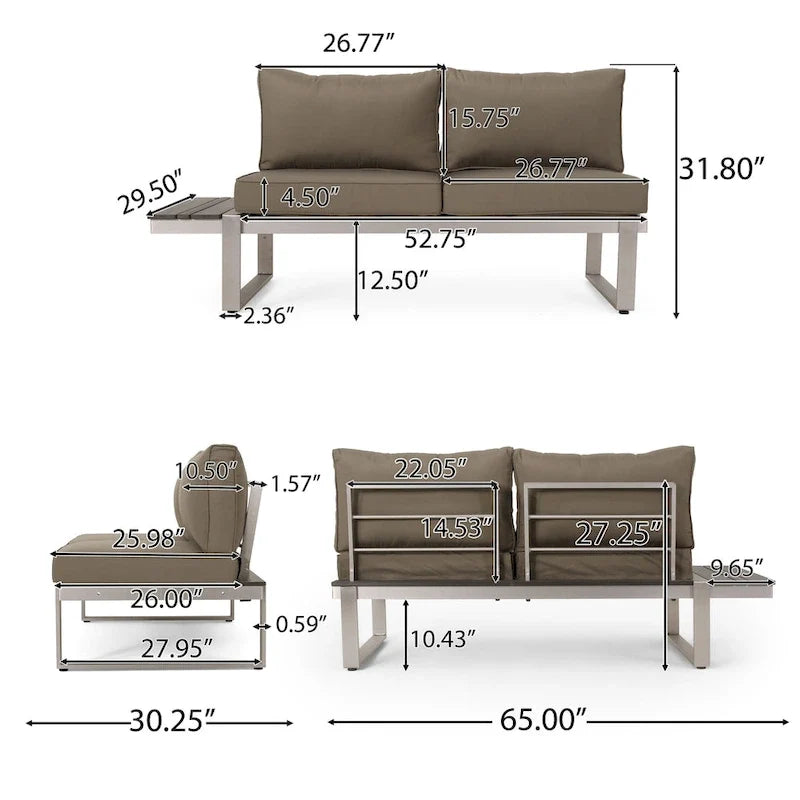 Sterling Aluminum 4-piece Sofa Set with Cushions by Christopher Knight Home
