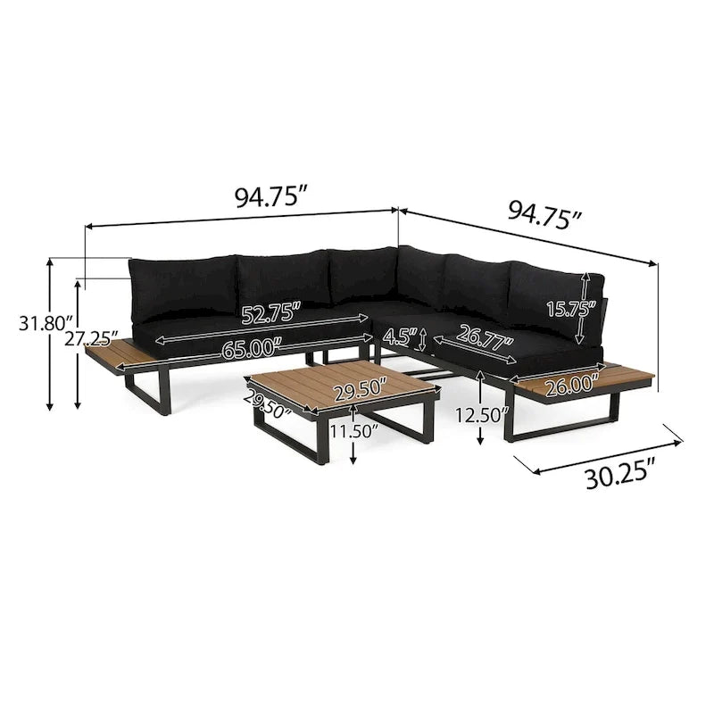 Sterling Aluminum 4-piece Sofa Set with Cushions by Christopher Knight Home