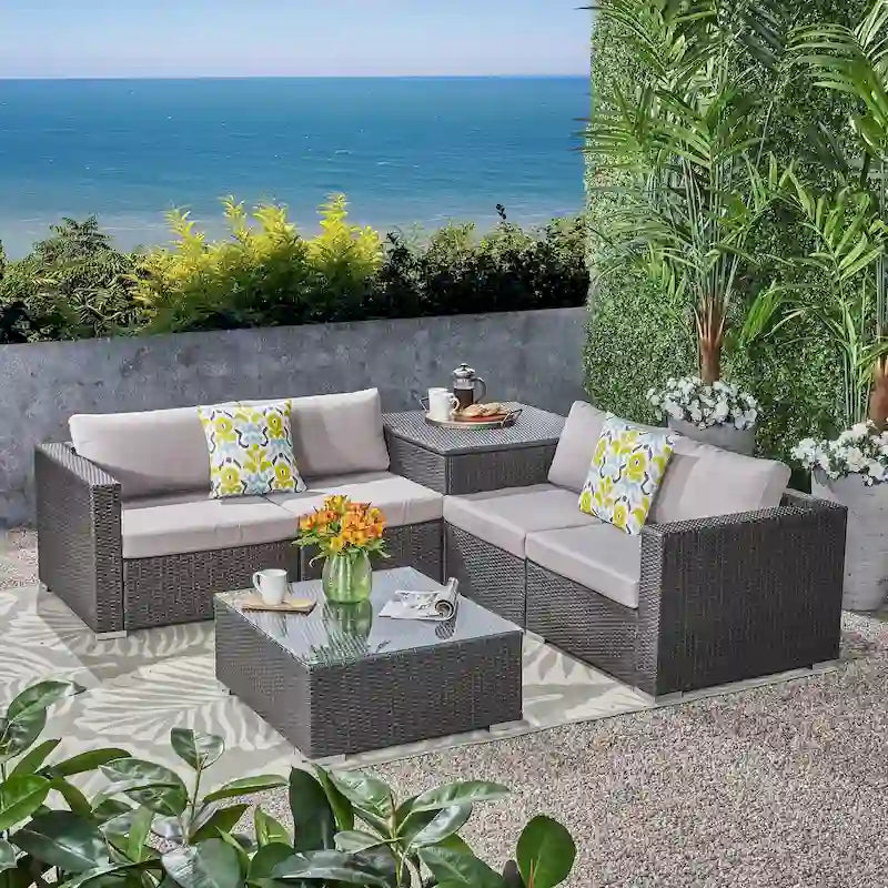 Santa Rosa Outdoor 6-piece Wicker Sectional Sofa by Christopher Knight Home