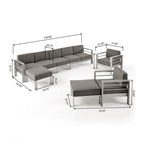 Ensemble de conversation d'extérieur moderne en aluminium à 7 places avec poufs Cape Coral par Christopher Knight Home