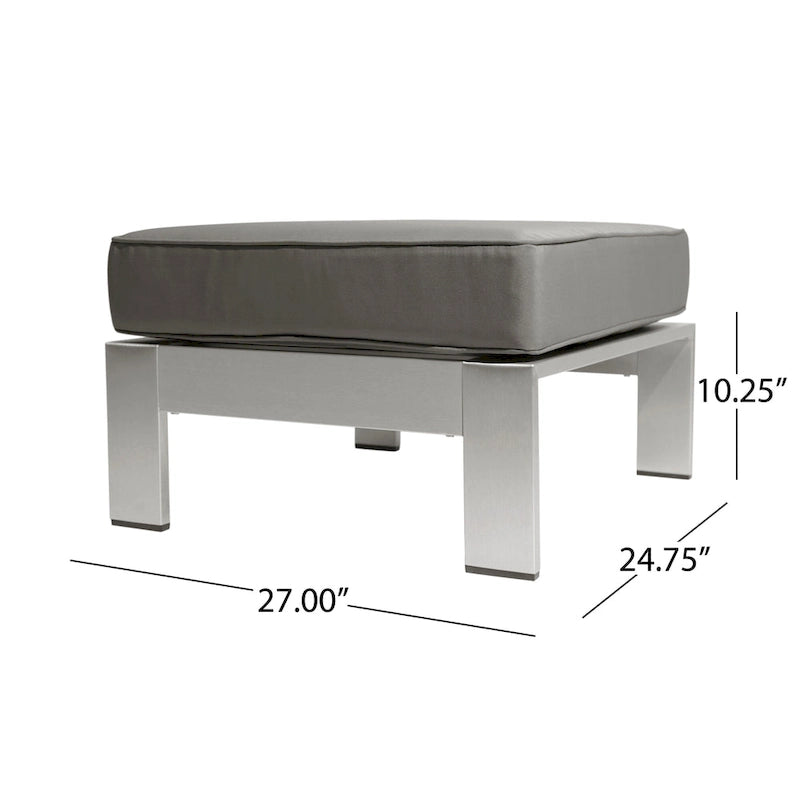 Ensemble de conversation d'extérieur moderne en aluminium à 7 places avec poufs Cape Coral par Christopher Knight Home