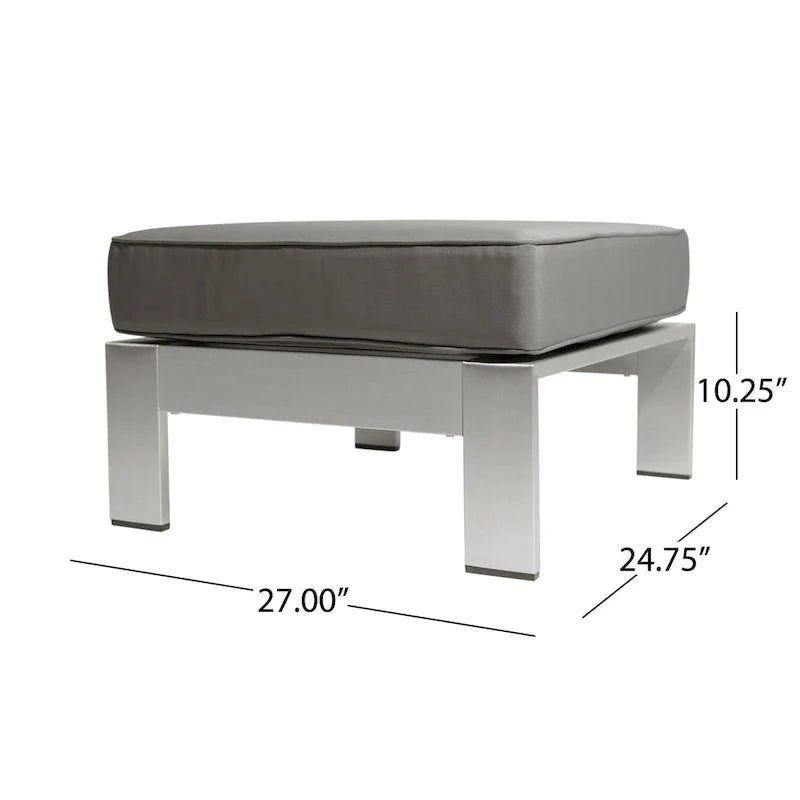 Cape Coral Outdoor Modern 7 Seater Aluminum Chat Set with Ottomans by Christopher Knight Home