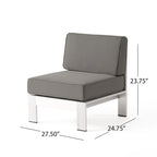 Ensemble de conversation d'extérieur moderne en aluminium à 7 places avec poufs Cape Coral par Christopher Knight Home