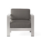 Ensemble de conversation d'extérieur moderne en aluminium à 7 places avec poufs Cape Coral par Christopher Knight Home