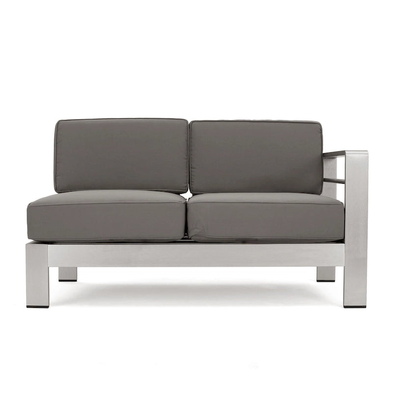 Ensemble de conversation d'extérieur moderne en aluminium à 7 places avec poufs Cape Coral par Christopher Knight Home
