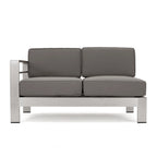 Ensemble de conversation d'extérieur moderne en aluminium à 7 places avec poufs Cape Coral par Christopher Knight Home