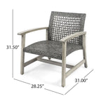 Augusta Outdoor Acacia Wood and Wicker 4 Seater Chat Set with Fire Pit by Christopher Knight Home
