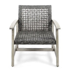 Augusta Outdoor Acacia Wood and Wicker 4 Seater Chat Set with Fire Pit by Christopher Knight Home