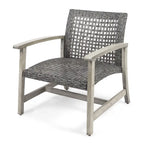Augusta Outdoor Acacia Wood and Wicker 4 Seater Chat Set with Fire Pit by Christopher Knight Home