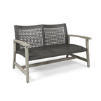 Augusta Outdoor Acacia Wood and Wicker 4 Seater Chat Set with Fire Pit by Christopher Knight Home