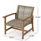 Augusta Outdoor Acacia Wood and Wicker 4 Seater Chat Set with Fire Pit by Christopher Knight Home