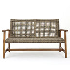 Augusta Outdoor Acacia Wood and Wicker 4 Seater Chat Set with Fire Pit by Christopher Knight Home
