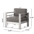 Ensemble de conversation en aluminium 7 places allongé Cape Coral Outdoor avec foyer par Christopher Knight Home