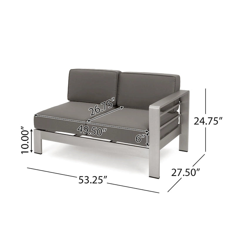 Ensemble de conversation en aluminium 7 places allongé Cape Coral Outdoor avec foyer par Christopher Knight Home