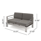 Ensemble de conversation en aluminium 7 places allongé Cape Coral Outdoor avec foyer par Christopher Knight Home