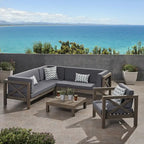 Ensemble canapé modulable et fauteuil Brava Outdoor en acacia par Christopher Knight Home