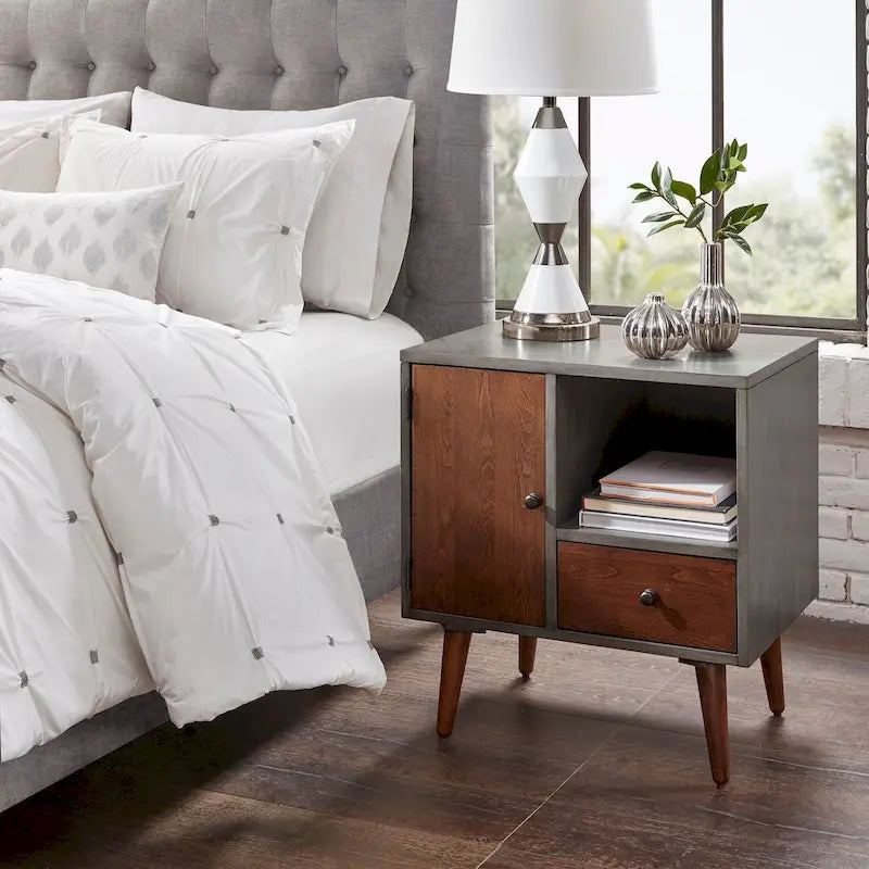 Table de chevet de rangement grise